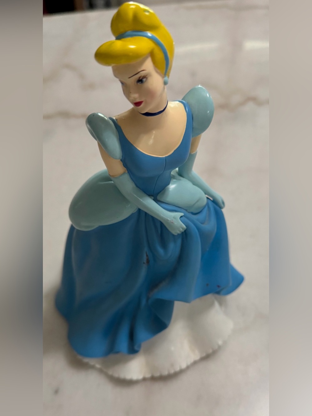 Vintage Disney Cinderella Princess Piggy Coin Bank Blue Dress Hard Plastic